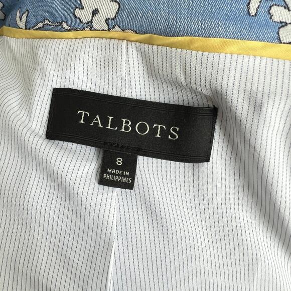 Talbots Blue Floral Single Button Blazer Jacket Women's 8 Business Formal Modest - Picture 6 of 7